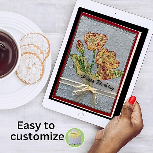 Miniatura 4 de Greeting Cards - Personalized & Custom Handmade Handcrafted Card - Flower Based Message -Gift For Visually Impaired (Stitched Tulips)