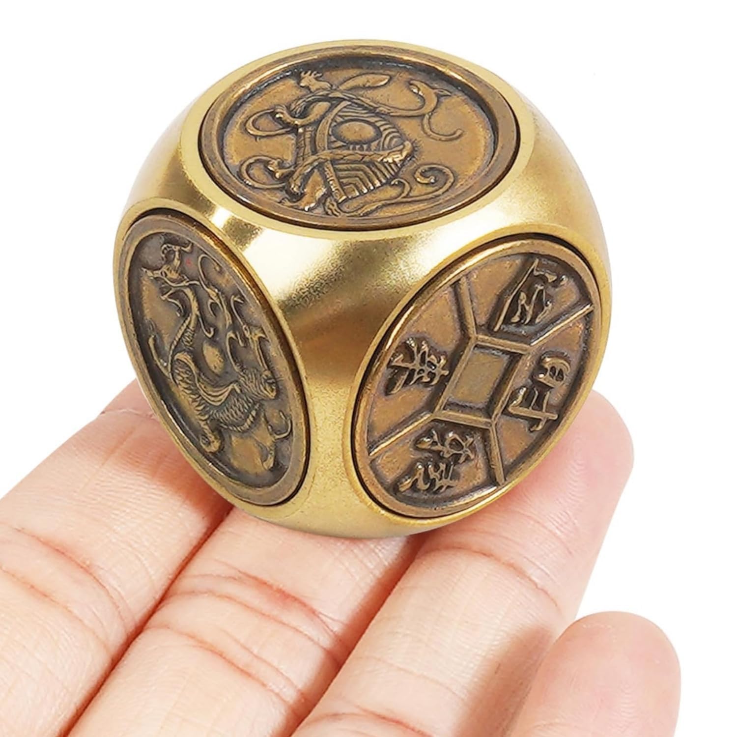 Handheld Metal Fidget Toy for Adults, Stress and Anxiety Relief Fidget Toy，Anti-Anxiety Finger Sensory Toys,Fidget Toy for Adult ADHD Autism-Hexahedral Spinning（Small）