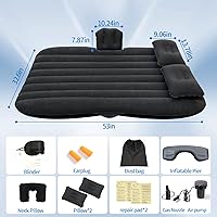 Vista 3 de Colchón inflable de aire para automóvil, cama de asiento trasero con bomba de aire, 53 x 32.6 pulgadas, portátil, grueso, para automóvil, viajes
