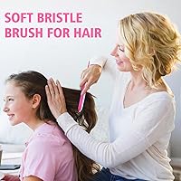 Vista 4 de Juego de 3 piezas de peines para peinar el cabello, cepillo de cardado, peine cola de rata, cepillo de bordes para cepillado de bordes y parte Rosa