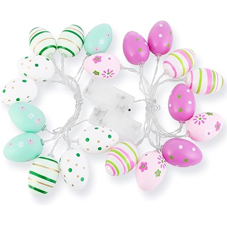 Egg Lights NJN Easter Decorations Easter Eggs String Lights Battery Operated 10 Ft 20 LED Fairy String Lights For Easter Decor Party Home Indoor Outdoor Garden Decorations (Color 5 Easter Decorations Clearance