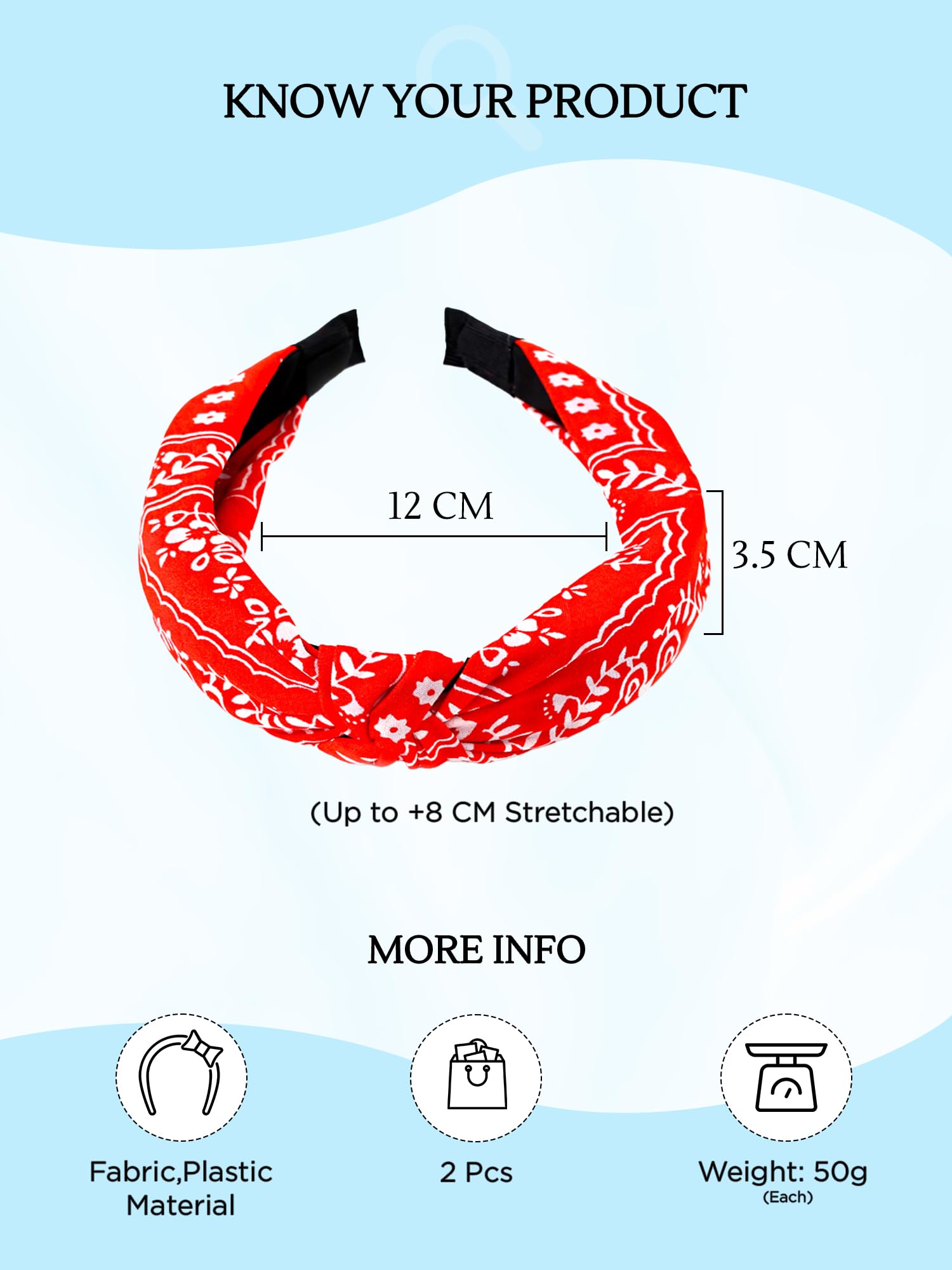 2 Pcs Knot Fabric Headband Set, Stylish Design