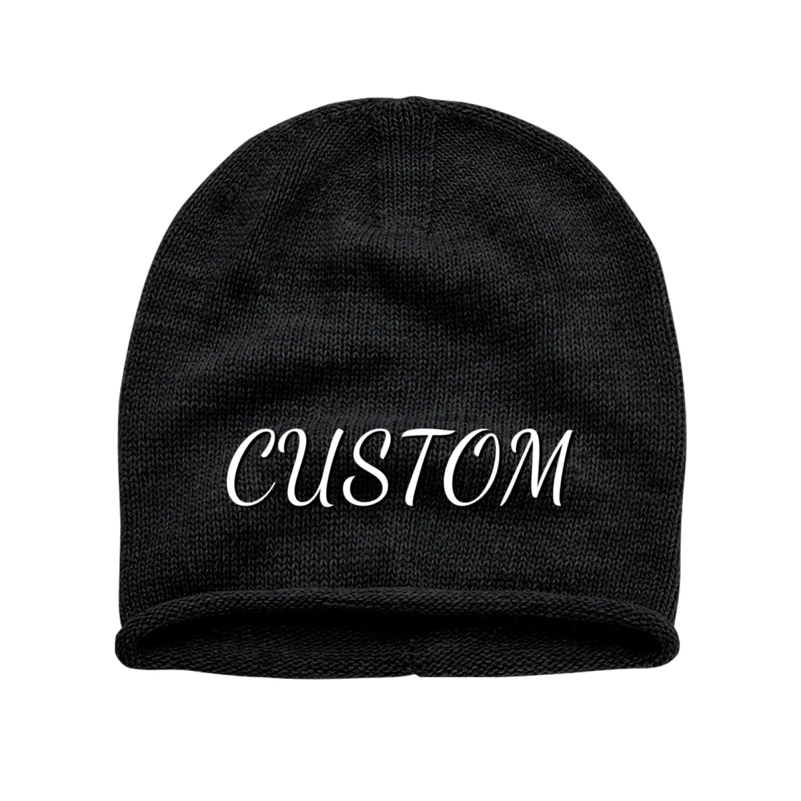 Custom Beanies for Men Women - Bulk Personalized Beanies Unisex Aldult Your Design Here Custom Logo Beanies Custom Winter Hat Casual Customized Beanie for Fishing Black