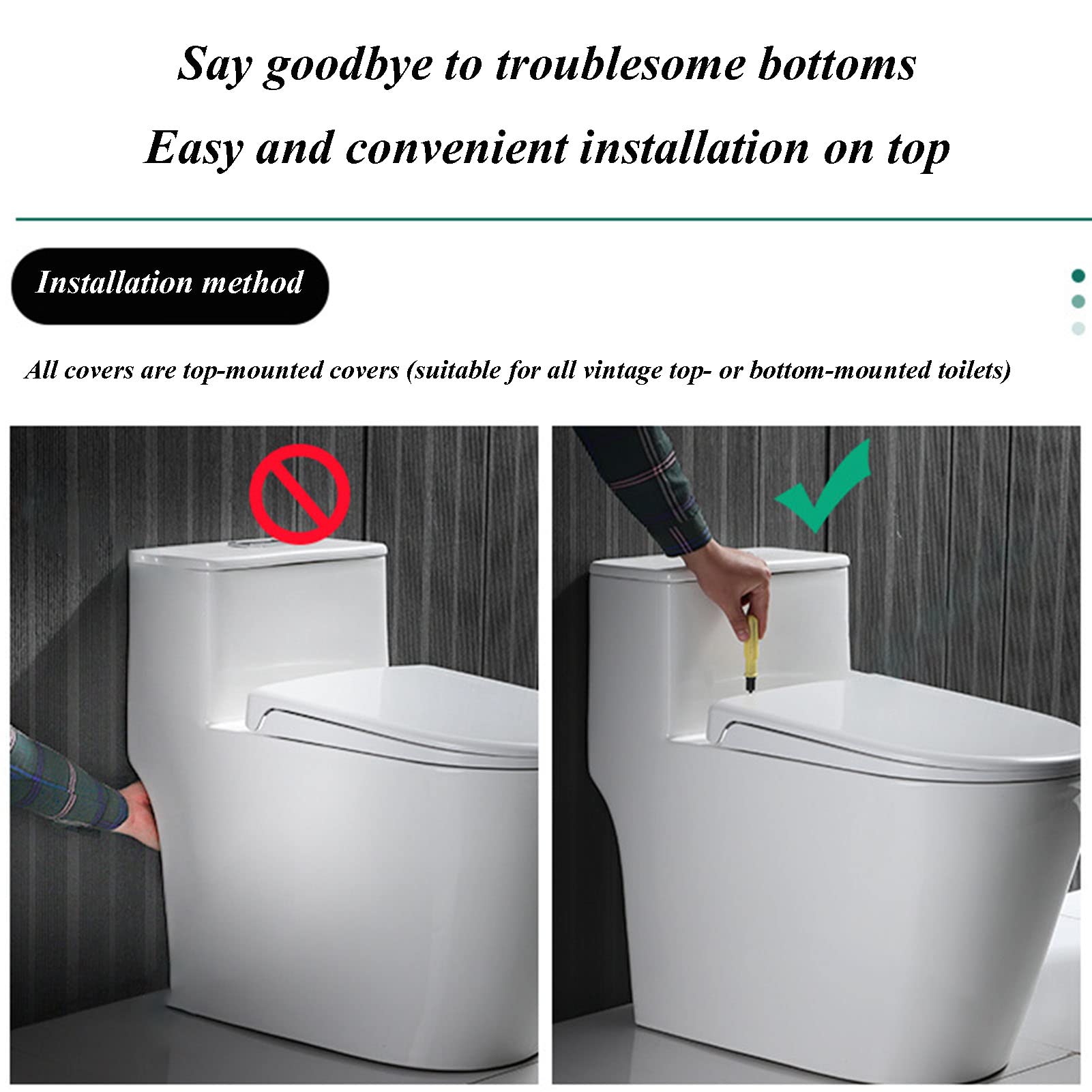 coperchio per WC, Sedile WC bianco con chiusura ammortizzata, copriwater sostitutivo