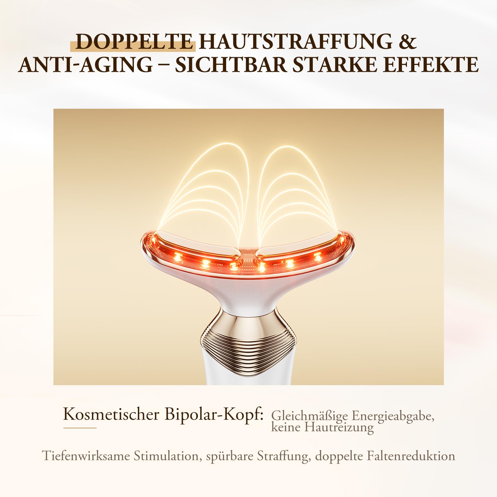 24K Gold Gesichtsmassagegerät – ANLAN 5-in-1 EMS Gua Sha Gerät mit 5-farbiger Lichttherapie, 42 ± 3 °C Wärmefunktion, Ionen-Einführung & Vibration (3-stufig einstellbar), Typ-C, 120 Min. Laufzeit