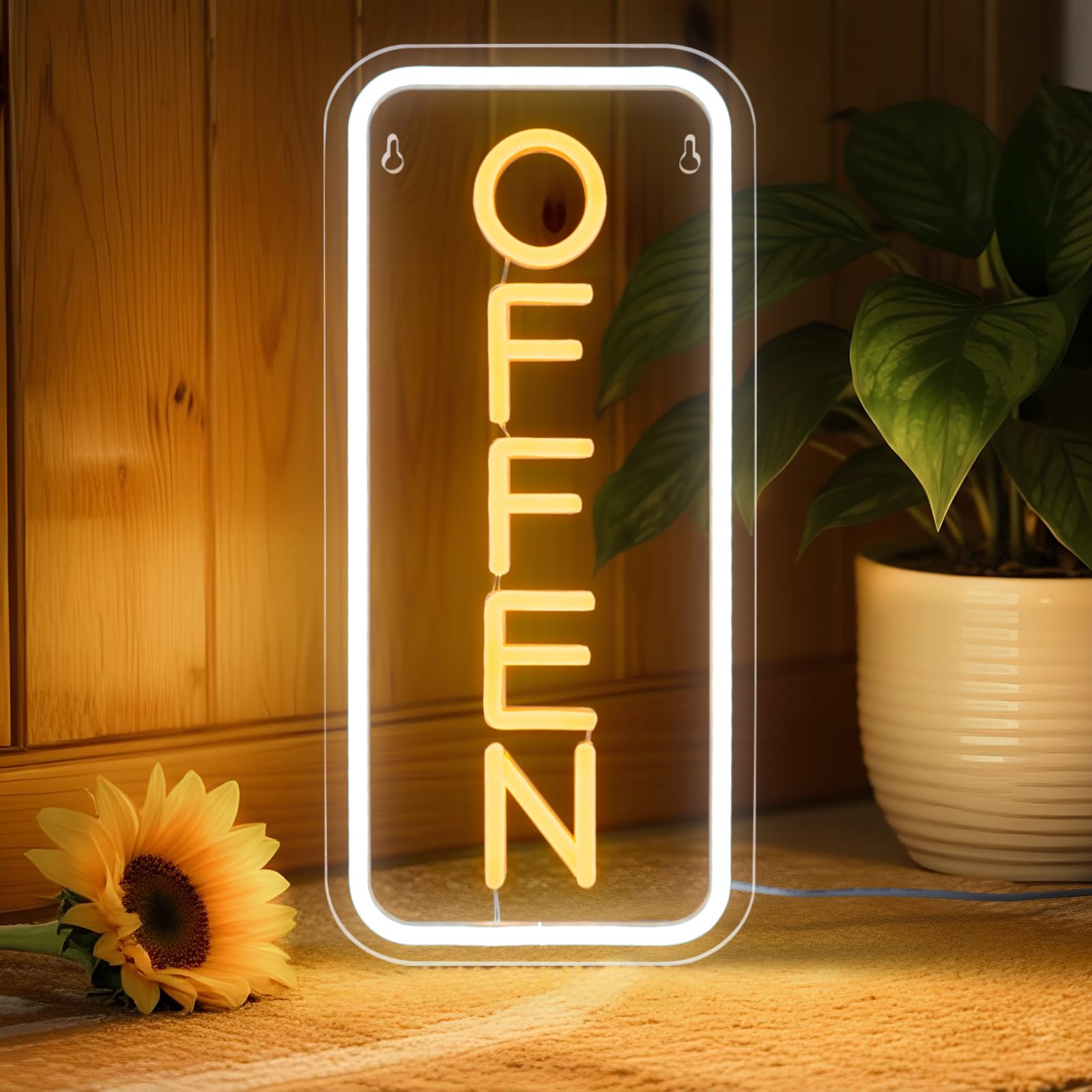 Flixyticy OFFEN Neonschild für Wanddekoration, LED Neonlicht Hängeschild USB-Betrieb mit dimmbarem Schalter für Modegeschäft,Buchhandlung,Cafeteria,Supermarkt (OFFEN)