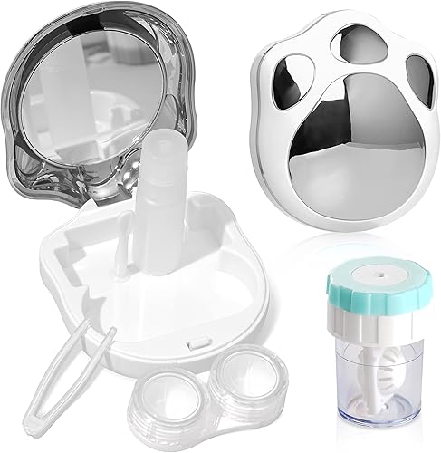 Miniatura 6 de Estuche de Viaje para Lentes de Contacto con Limpiador y Lavadora, Estuche Portátil para Lentes de Contacto con Espejo, Pinzas, Herramienta de