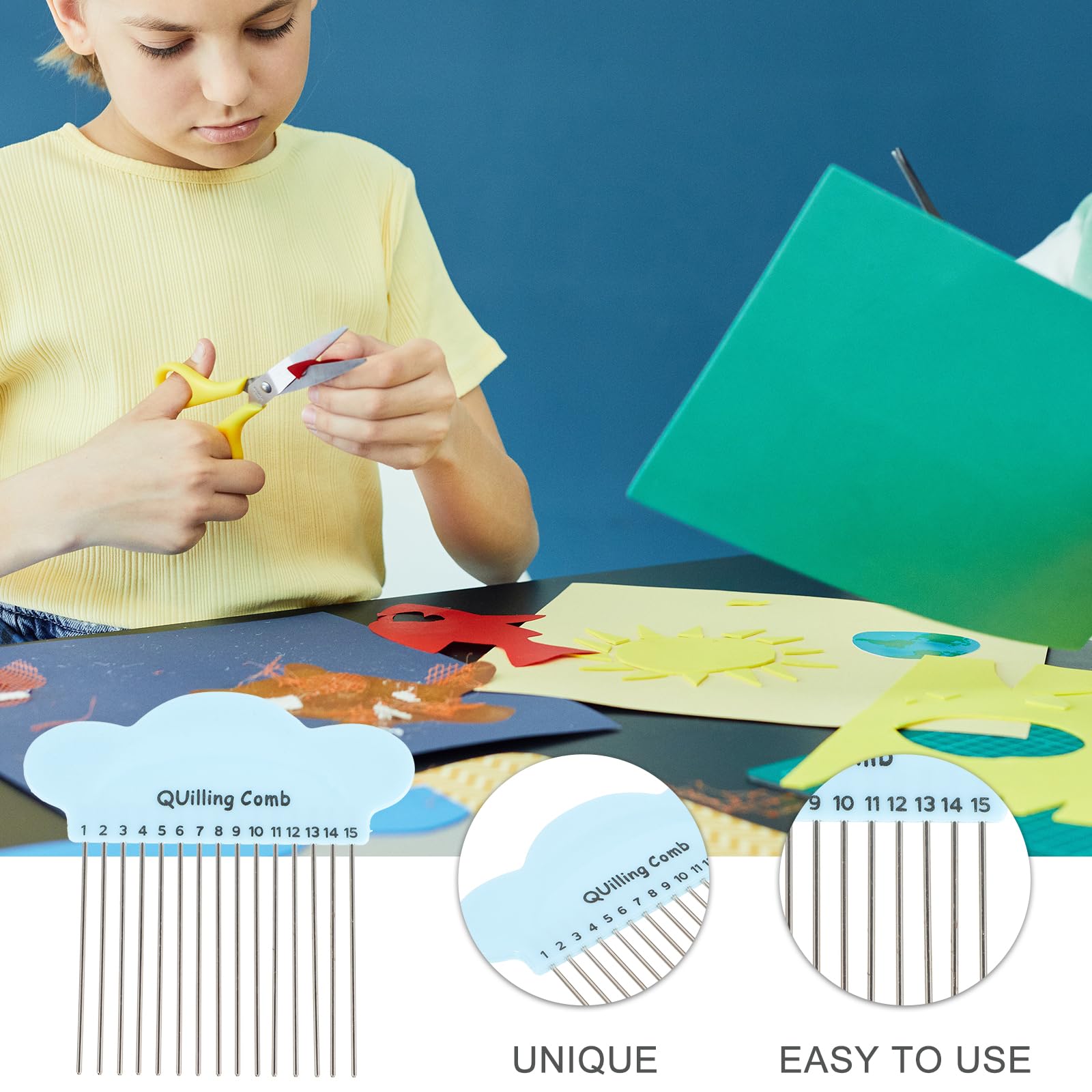 TEHAUX 5pcs Paper Quilling Tool Comb, Paper Braiding Comb Tool Paper Carding Craft Creat Loops Paper Quilling Tools Quilling Paper Comb Knitters Paper Quilling Comb for Quilling Tools and Supplies