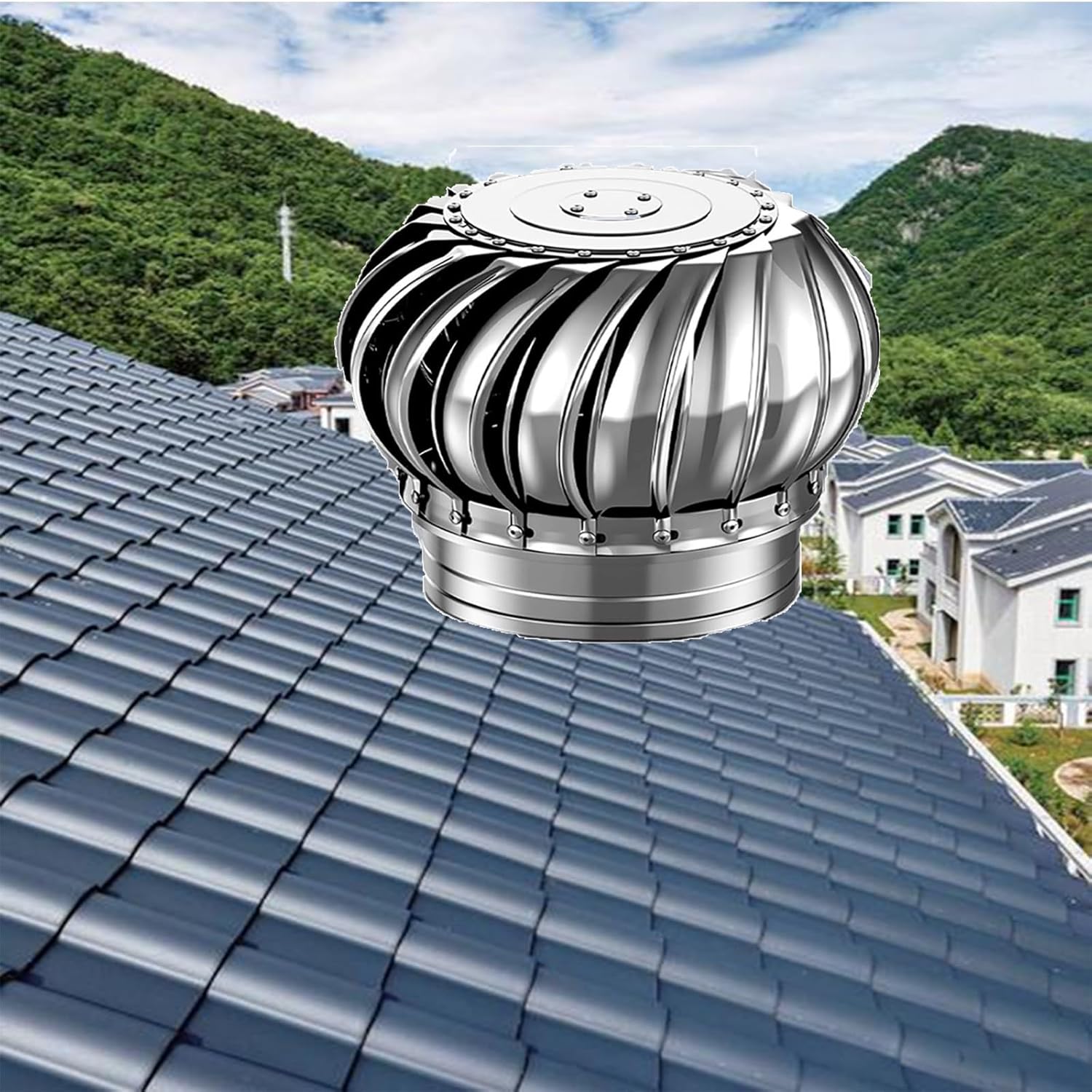 100mm/4in, 304 Stainless Steel Automatic Silent Roof Ventilator, Weather-Resistant, Adjustable Base, Heavy-Duty, for House, Factory, Attic, Farm