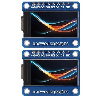 2pcs 0.96" HD IPS TFT LCD Display Module 80x160 RGB LCD Screen 3.3V ST7735 Drive SPI Interface 8pin Full Color for Arduino DIY