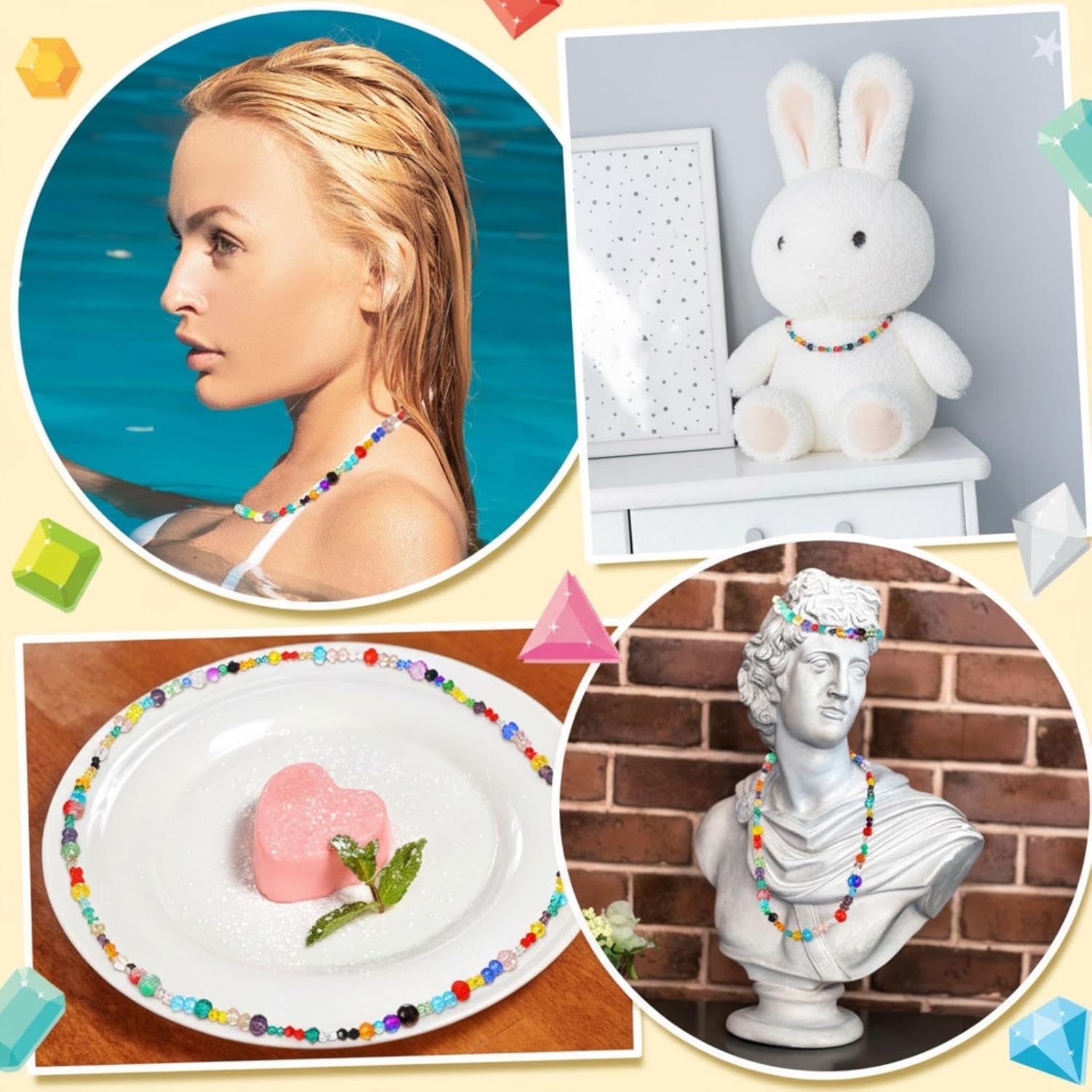 Sureio 1300 Pieces Crystal Glass Beads for Jewelry Making Suncatcher Faceted Bicone Assorted Loose Sparkly Beads for Bracelets Necklace Pendants Jewelry Making Supplies(Colorful) - Image 5