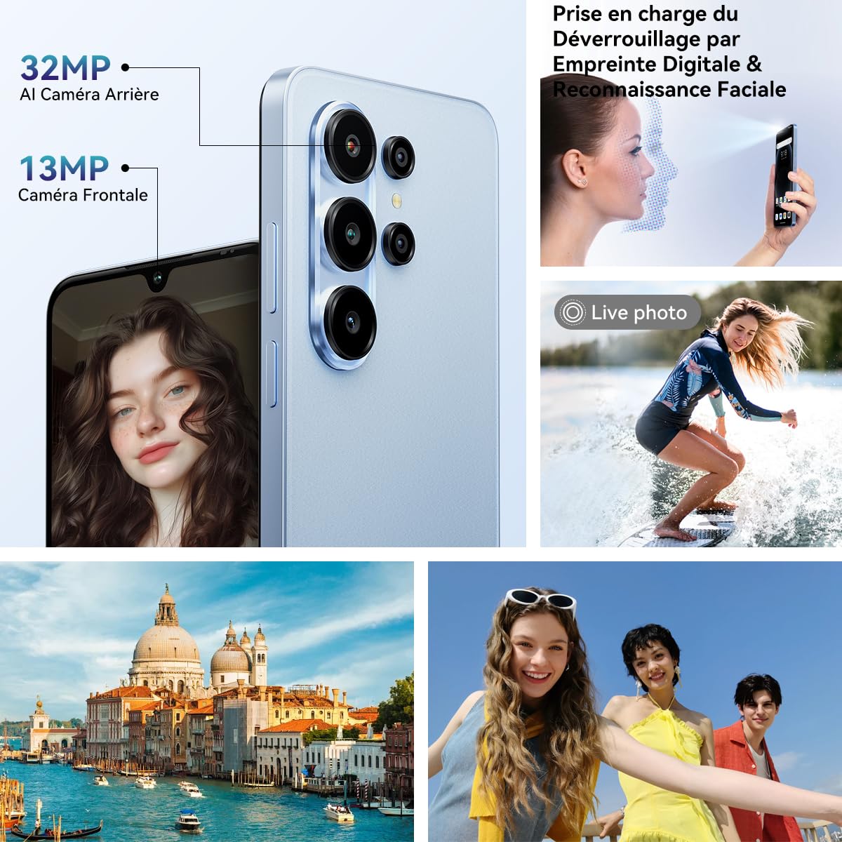 Blackview Wave 10 Téléphone Portable Pas Cher Android 16 Smartphones,6.88",32Go+128Go/2To, 32MP+13MP, 5000mAh,Smartphon 4G Dual SIM, Telephone WiFi 5G/GPS/IP54/3 Card Slots/3.5mm/FM/3Ans Garantie