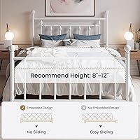 Vista 7 de SHA CERLIN Marco de cama de plataforma de metal de tamaño matrimonial de 14 pulgadas, cabecera y estribo victorianos/base de colchón de listones