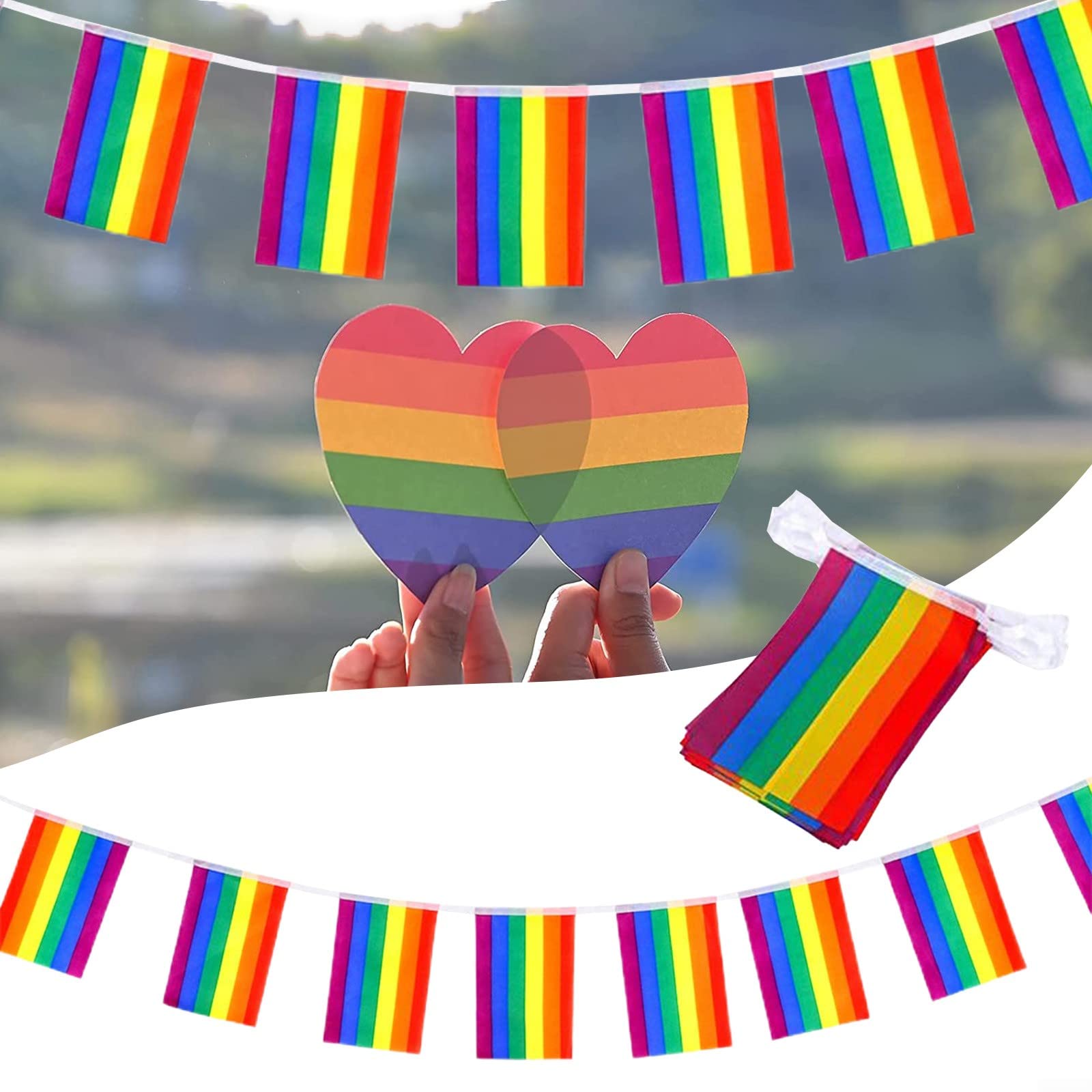 Bandierine Decorative Arcobaleno 2,5 Metri – 10 Bandiere Resistenti Alle Intemperie Per Esterni E Interni – Ideali Per Feste Di Compleanno, Matrimoni, Cameretta - 2