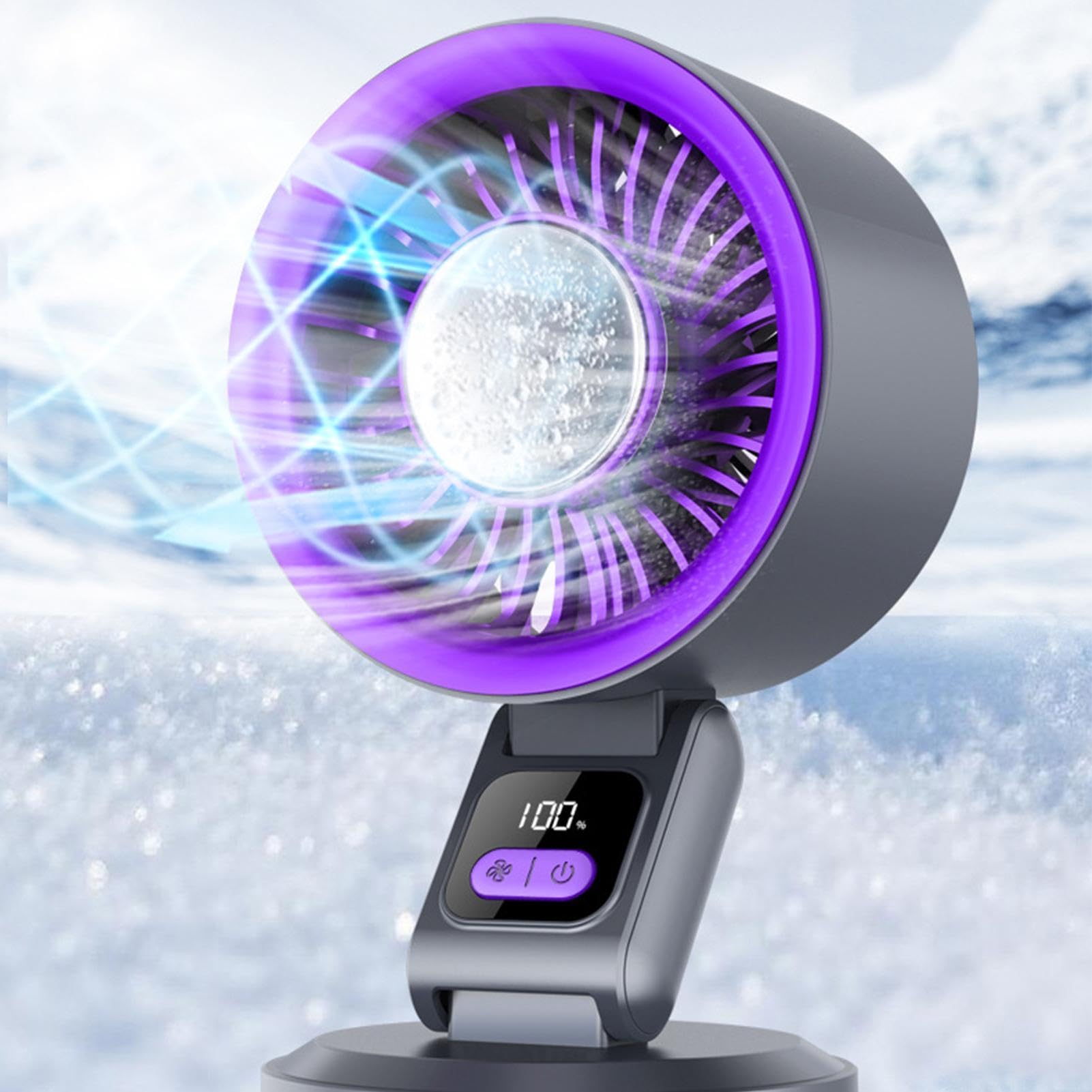 Ventilatore da scrivania rinfrescante Raffreddatore d'Aria Ricaricabile | Ventilatore Da Tavolo Con Gancio Casa, Ufficio, Esterni, , Spiaggia, Campeggio