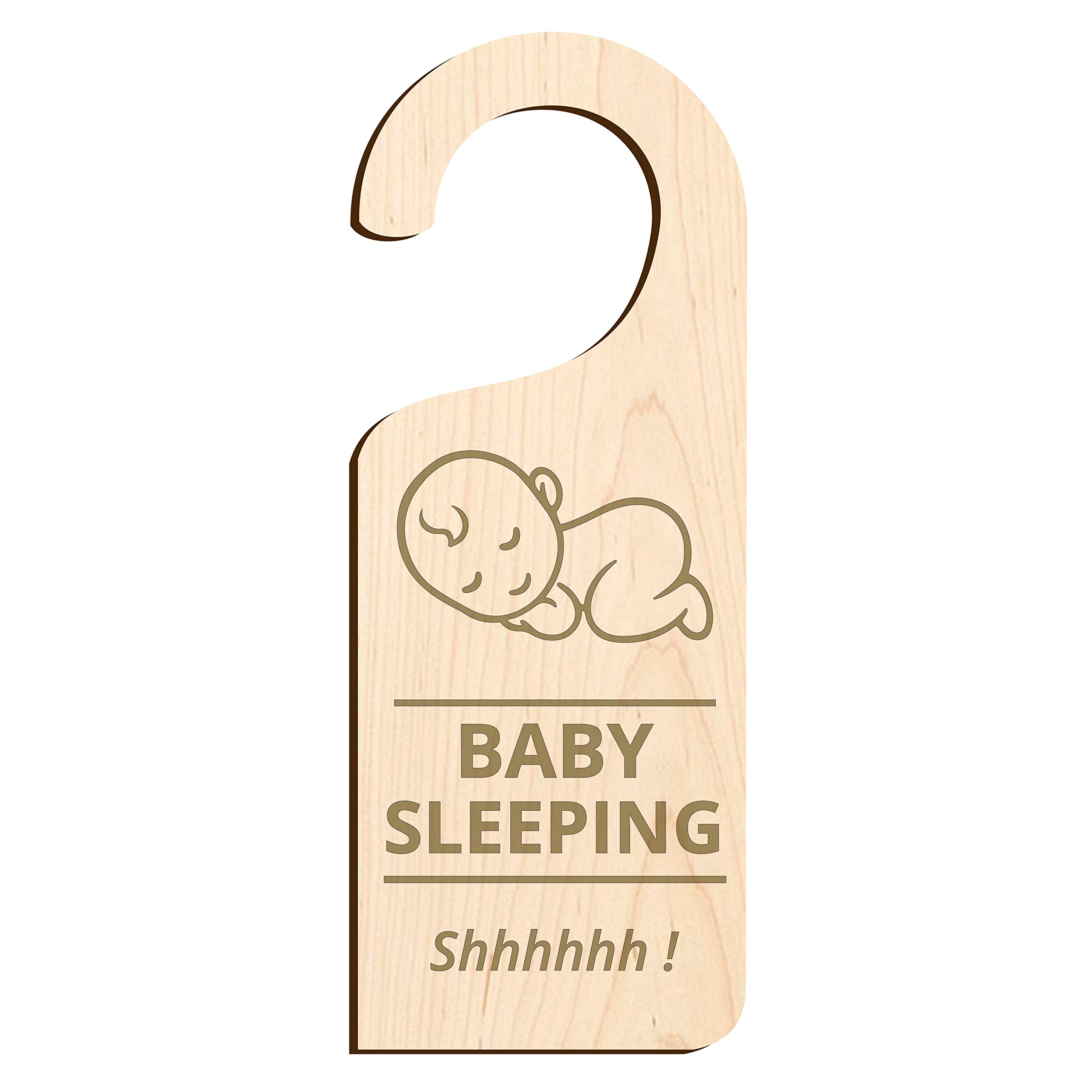 Badge Centre Baby Sleeping Shhhh! Door Hanger Sign Do Not Disturb (Veneered Mdf)