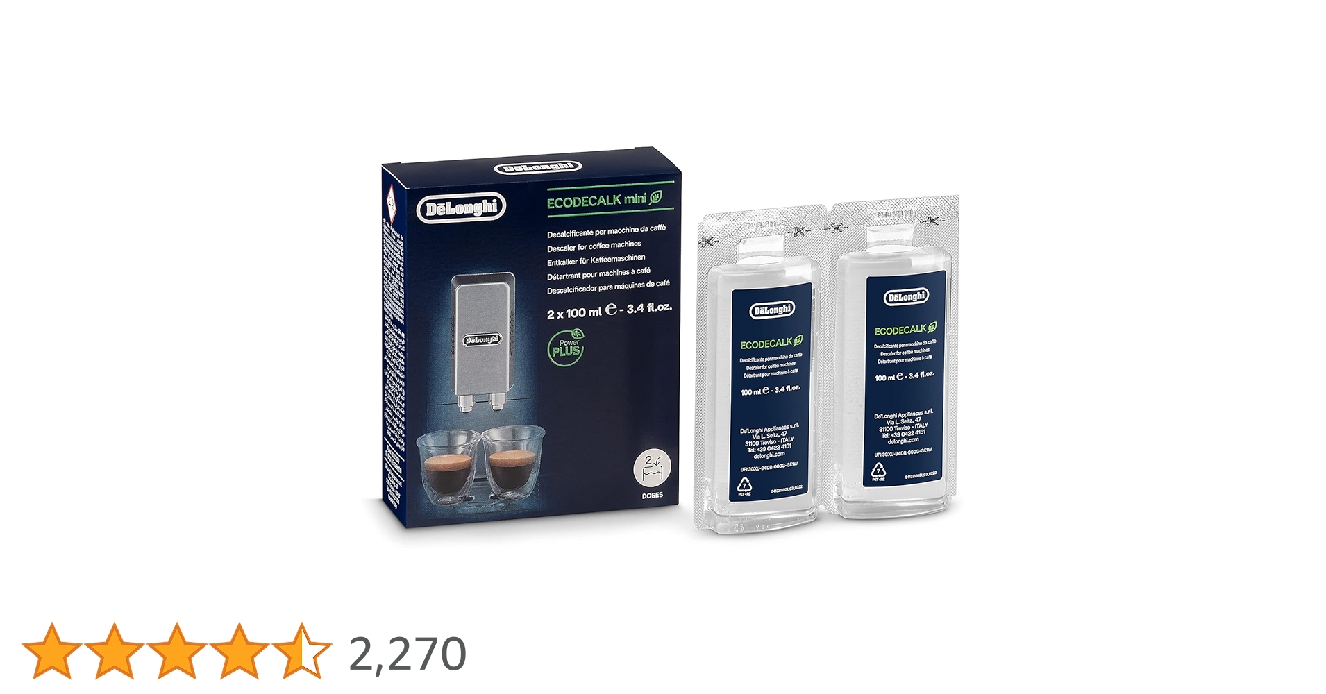 Amazon | デロンギ コーヒーマシン用除石灰剤 100ml×2本 deLonghi