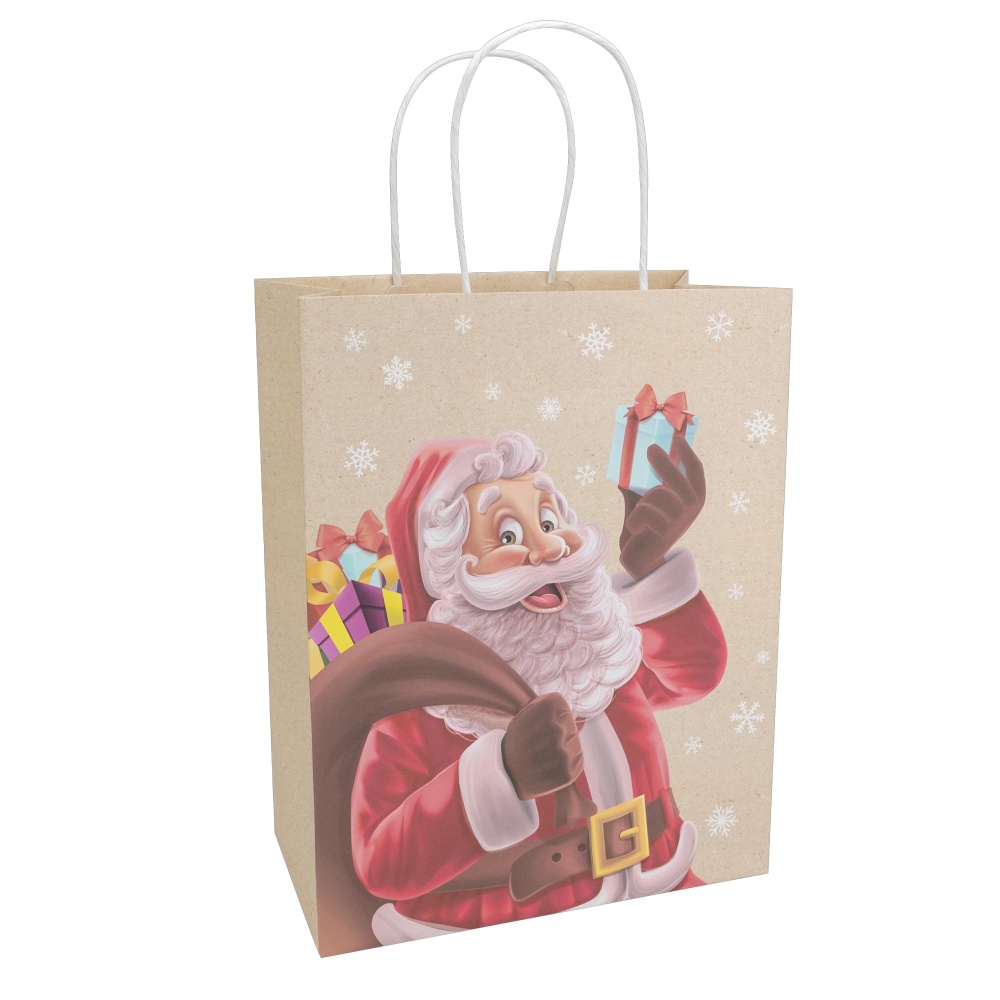 Idena 30510-12 30510-12 Santa Gift Bag Pack of 12 Gift Bags in the Size 21 x 27 x 11 cm Paper Bag Light Brown Multicoloured - Image 2