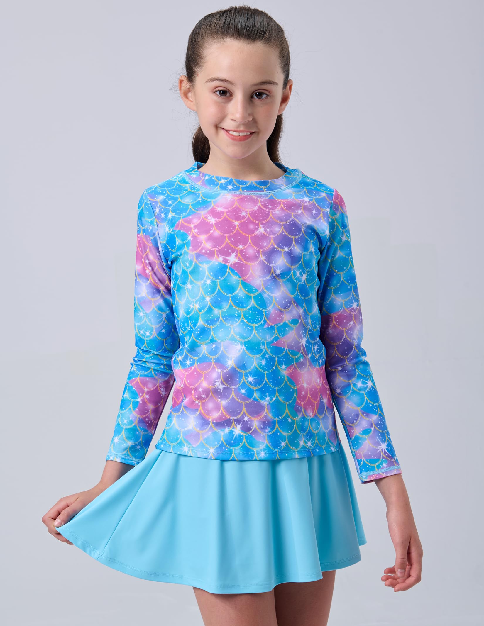 Liberty Pro 2er-Pack: Mädchen Rashguard Zweiteiliger Badeanzug Langarm Badeanzug – Kleinkind Bademode mit Röcken, Shorts, 3T-12Y