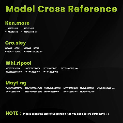 Miniatura 6 de W11130362 WTW5000DW3 WTW5000DW2 MVWX655DW1 MVWC565FW1 Kit de varilla de suspensión para Whirlpool Maytag Bravos Lavadora de carga superior