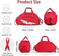 Vista 2 de FIORETTO Bolsa de deporte para hombre con bolsillo húmedo y compartimento para zapatos, ideal para viajes, gimnasio, deportes, natación, B-rojo