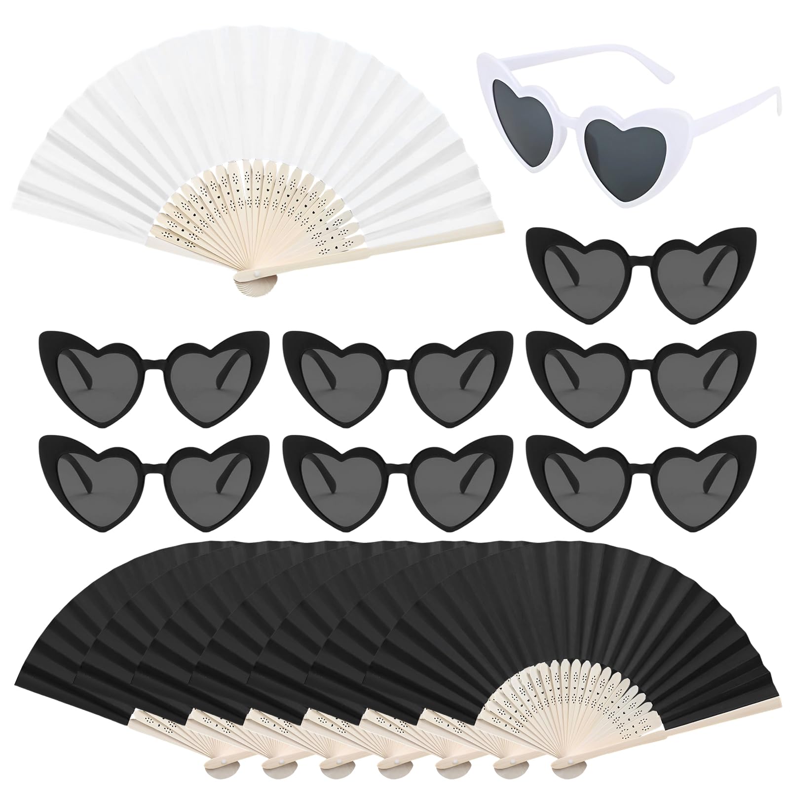 Matreeglam Wedding Folding Fans 16 PCS Hand Held Fan Bamboo Paper Fans for Church Wedding Gift, Wall Decoration, Party Favor, DIY Wall, Vintage Fan