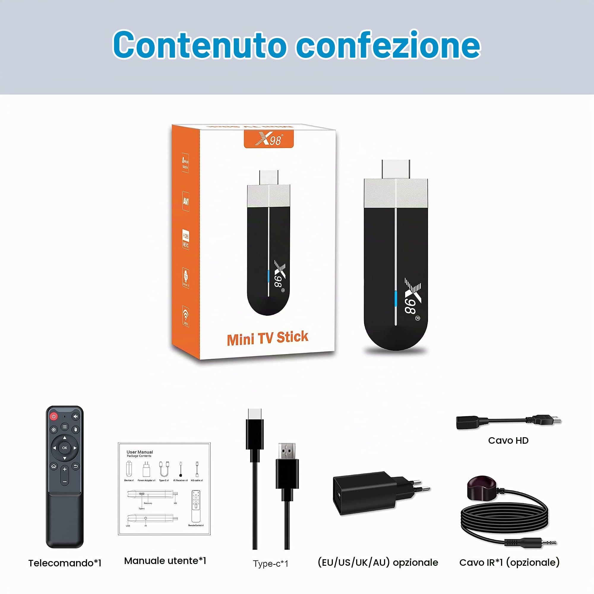 ZUMKUNM X98 S500 Smart TV Stick Android 11 Amlogic Quad Core 64bit 4GB RAM 32GB eMMC Rom 4K UHD AV1 Dual WIFI 2.4G 5.8G Bluetooth 3D HDR HLG Support