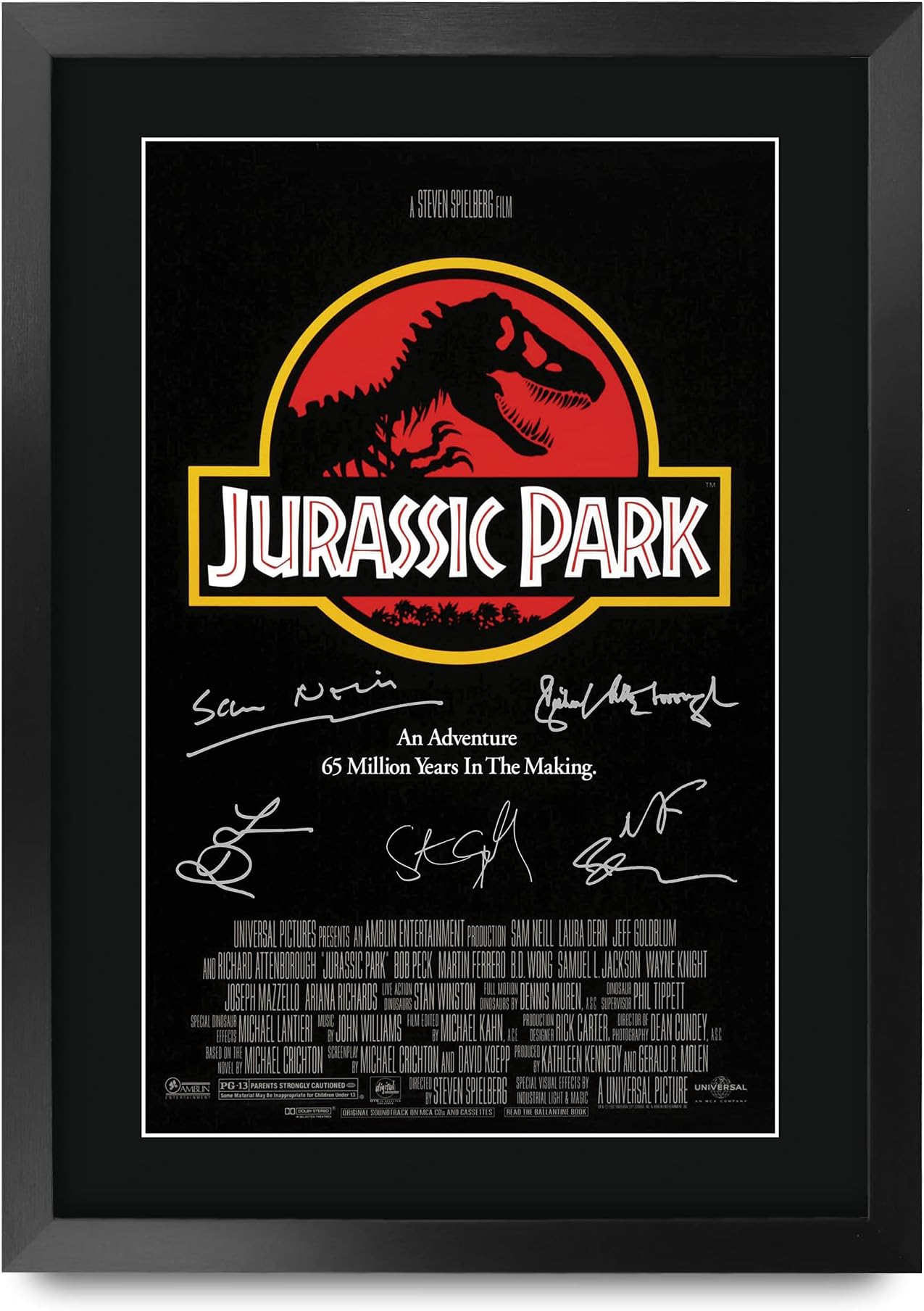 HWC Trading A3 FR Jurassic Park Movie Poster The Cast Signed Gift FRAMED A3 Printed Autograph Film Gifts Print Photo Picture Display