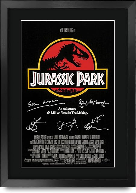 HWC Trading A3 FR Jurassic Park Movie Poster The Cast Signed Gift FRAMED A3 Printed Autograph Film Gifts Print Photo Picture Display