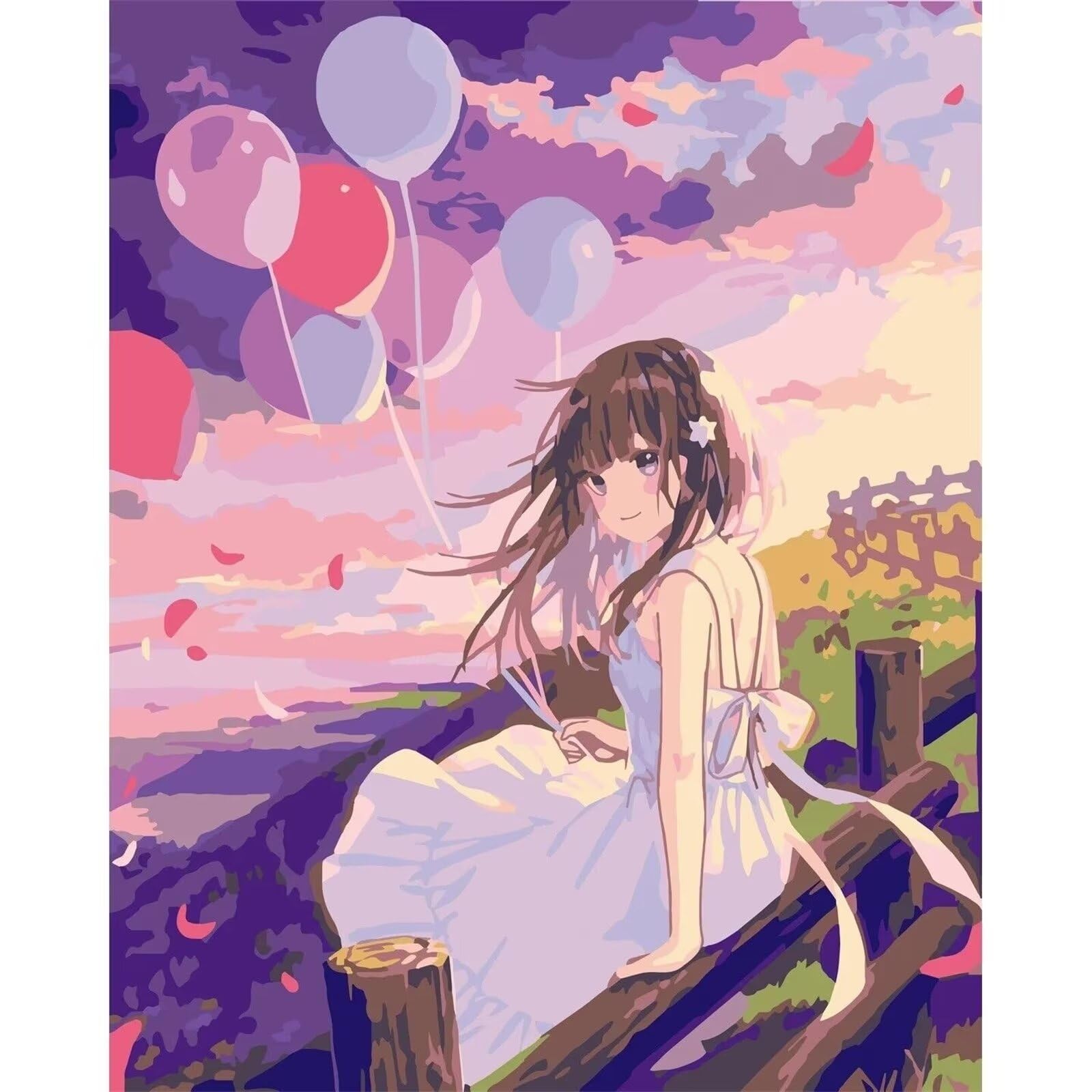 Dipingere con i Numeri Adulti,Ragazze anime Pittura di Numeri a Olio Fai da Te kit di pittura acrilica per adulti Bambini,Con Pennelli e Colori Acrilici per casa Decora Regalo con Telaio,60x75cm
