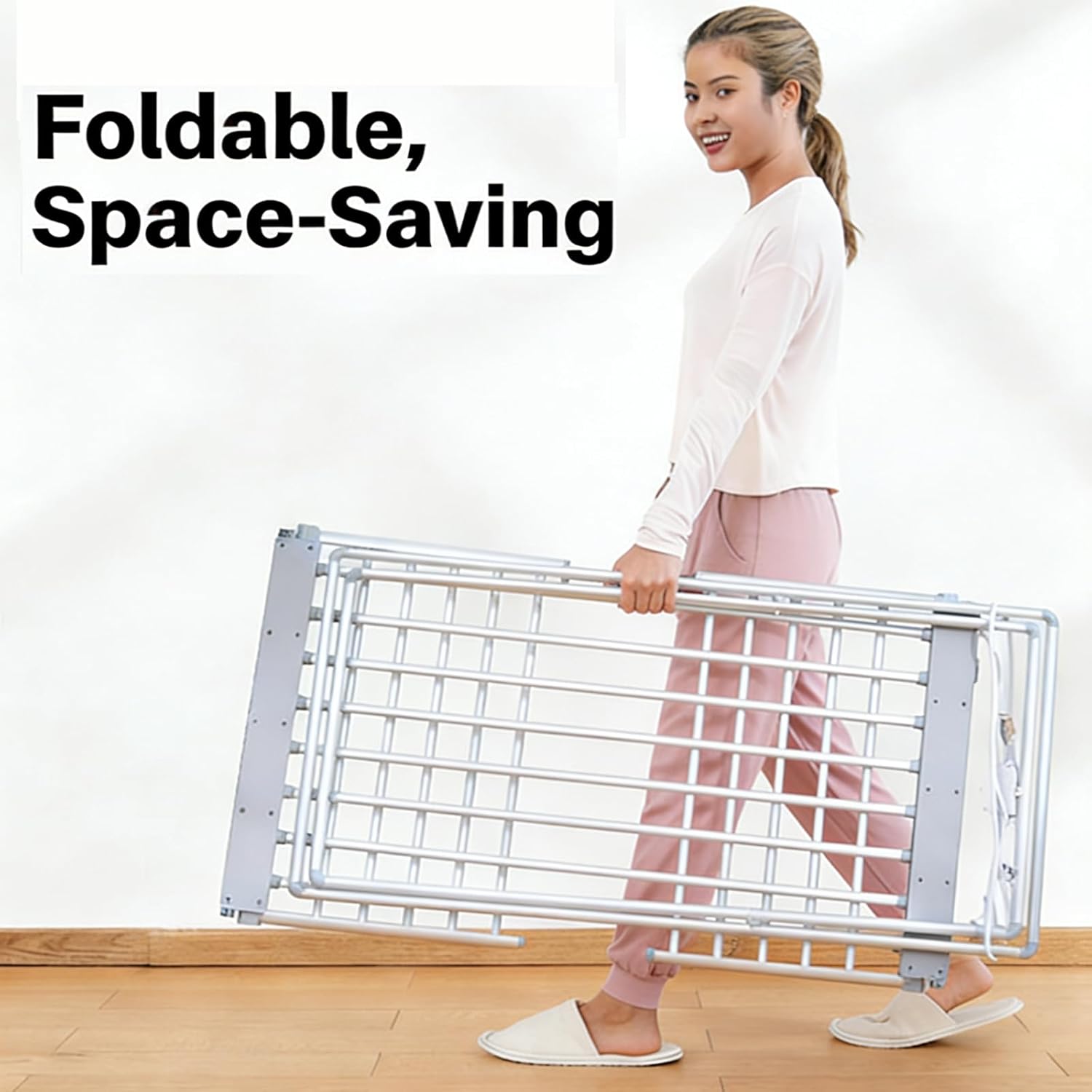 (1 Pack) eflyefly Electric Heated Drying Racks Clothes Airer Towel Warming Rack