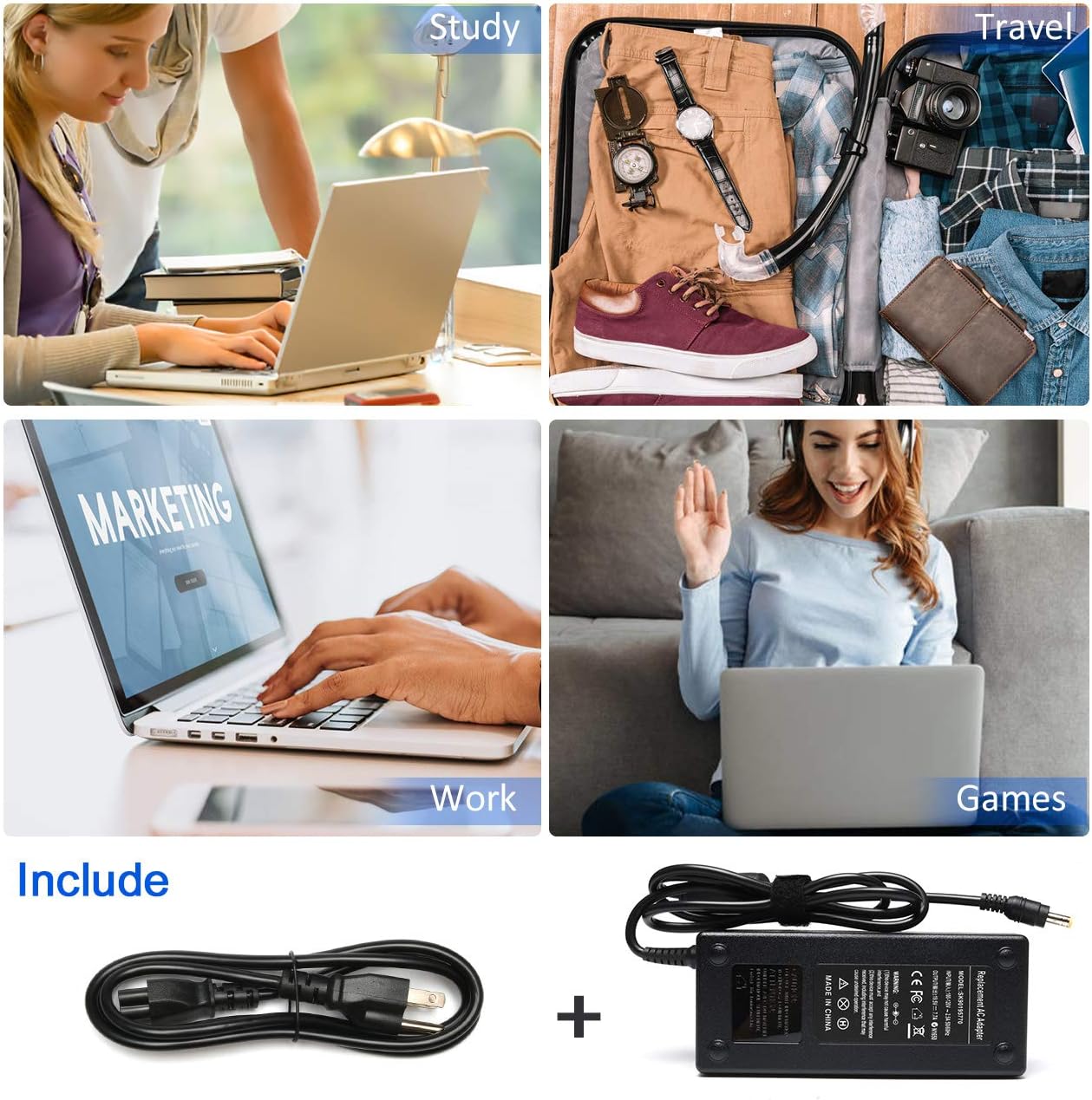 150W 120W AC Adapter Compatible with ASUS Intel NUC 10 11 12 13 14 Pro Kit Mini NUC10i7FNH; FX504 UX510UW N56J N56VM N56VZ N750 N500 G50 N53S N55 Laptop 19.5V 7.7A Power Supply