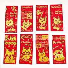 KYMY 2026 Vietnamese New Year Red Envelopes, 16PCS Zodiac Horse Lucky Money Envelopes for Tet Viet Nam, Embossed Foil Hong Bao Red Packets for Lunar New Year Spring Festival Wedding Celebrations