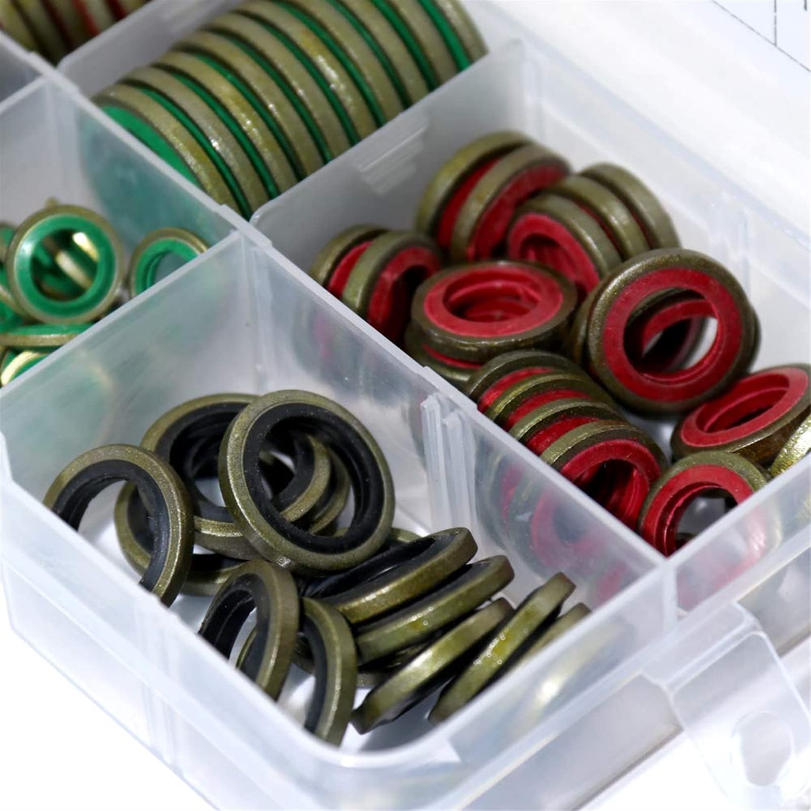 Unterlegscheiben-Sortiment-Kits M6, M8, M10, M12, M14, M16, Hochdruck-Hydraulikgummi-Ölrohrdichtung, Metalldichtring, Verschiedene Haushaltsartikel (Farbe anzeigen) anzeigen (wie abgebildet)