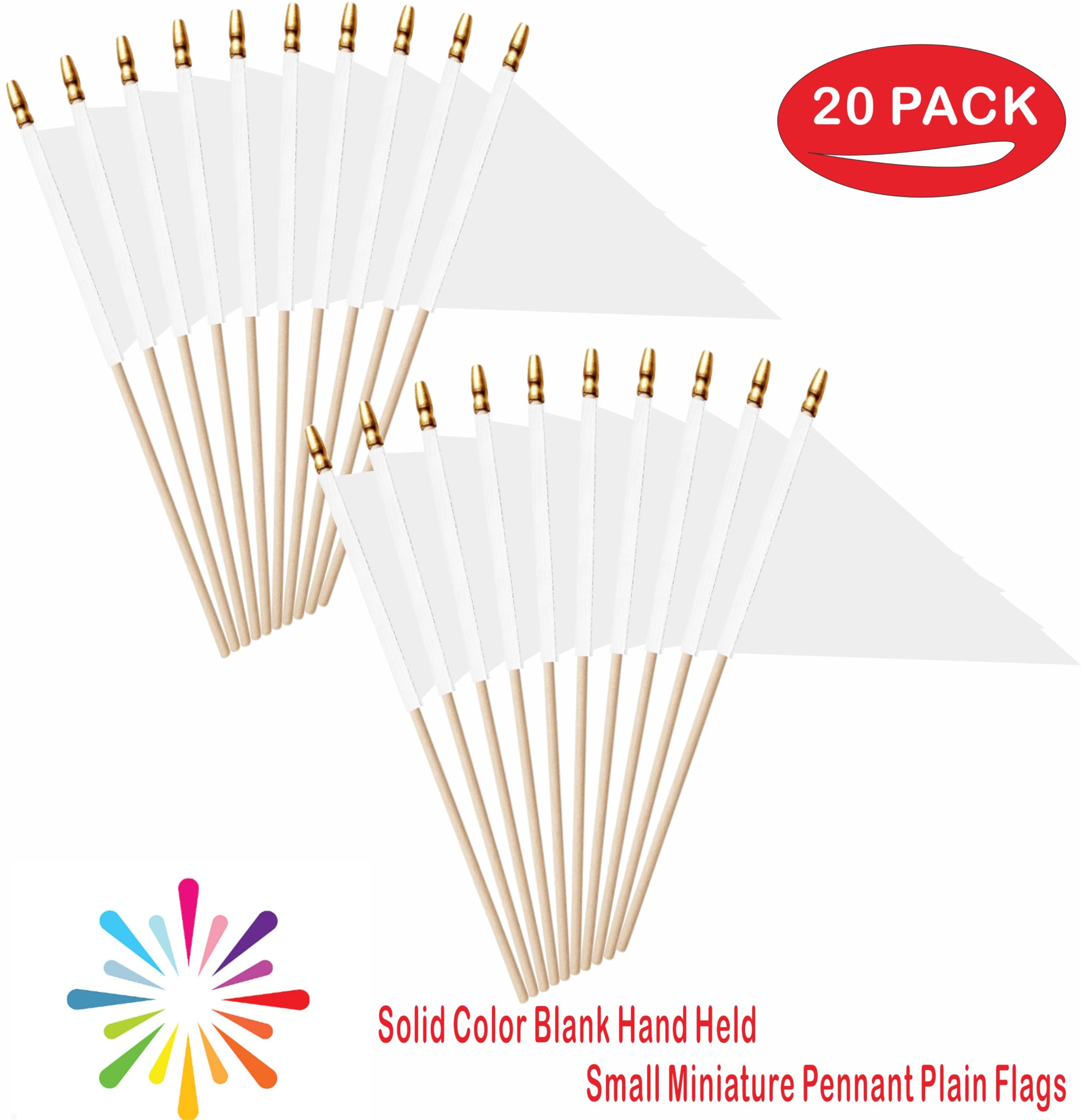 20 Mini-Flaggen Mit Holzstäben – 12,7 X 20,3 Cm, Blau, Für Party & DIY-Dekoration