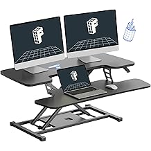 FLEXISPOT 36-inch Standing Desk Converter Height Adjustable Sit to Stand Up Workstation, Dual Monitor and Laptop Riser with Wide Keyboard Tray, Black