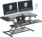 FLEXISPOT 36-inch Standing Desk Converter Height Adjustable Sit to Stand Up Workstation, Dual Monitor and Laptop Riser with Wide Keyboard Tray, Black