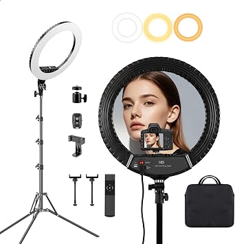 18 Inch Ring Light Kit with 70" Tripod Stand, 55W LED Light CRI 95+