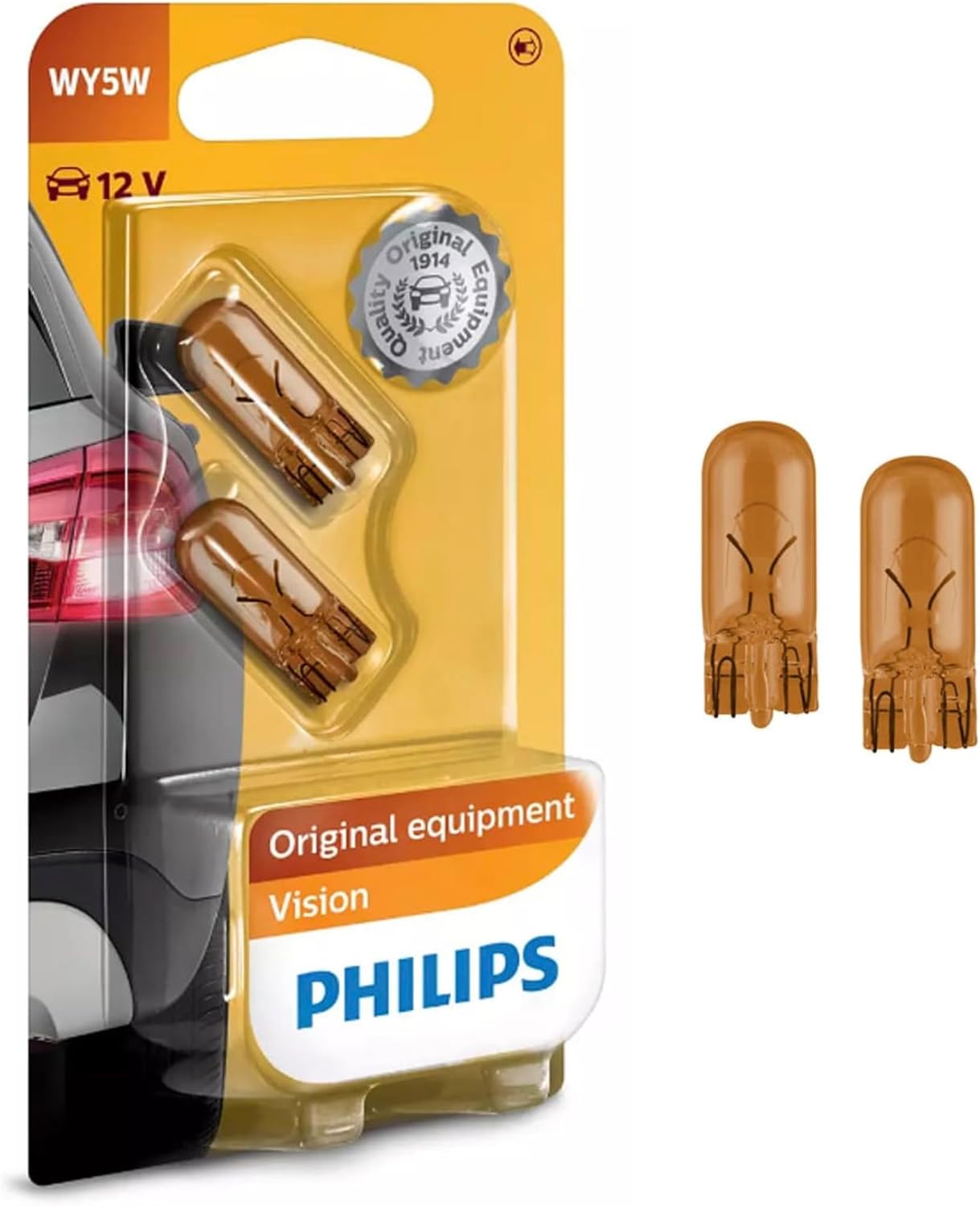 Philips T10 Turuncu Amber Dipsiz Tavan Park Plaka WY5W 2 Adet