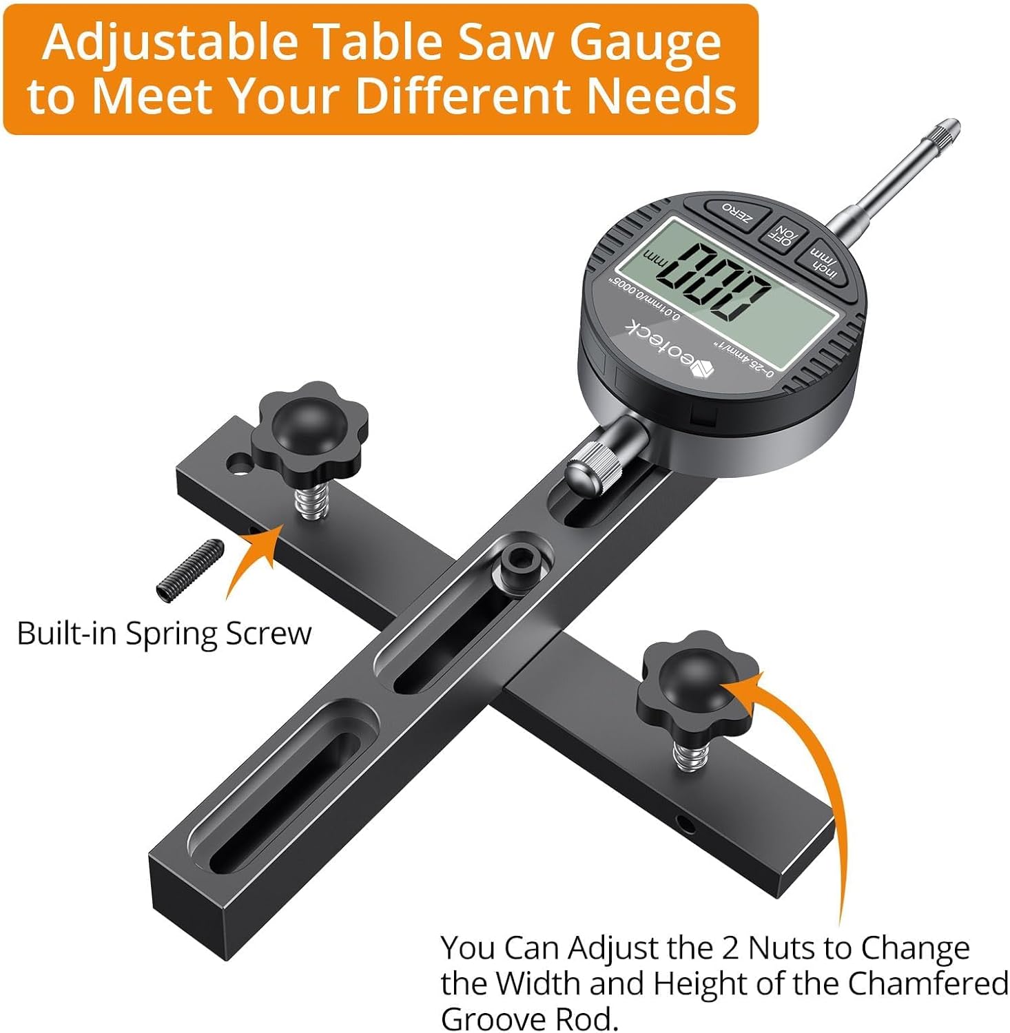 Neoteck 1'' Digital Table Saw Gauge + 0.7-6" Digital Bore Gauge