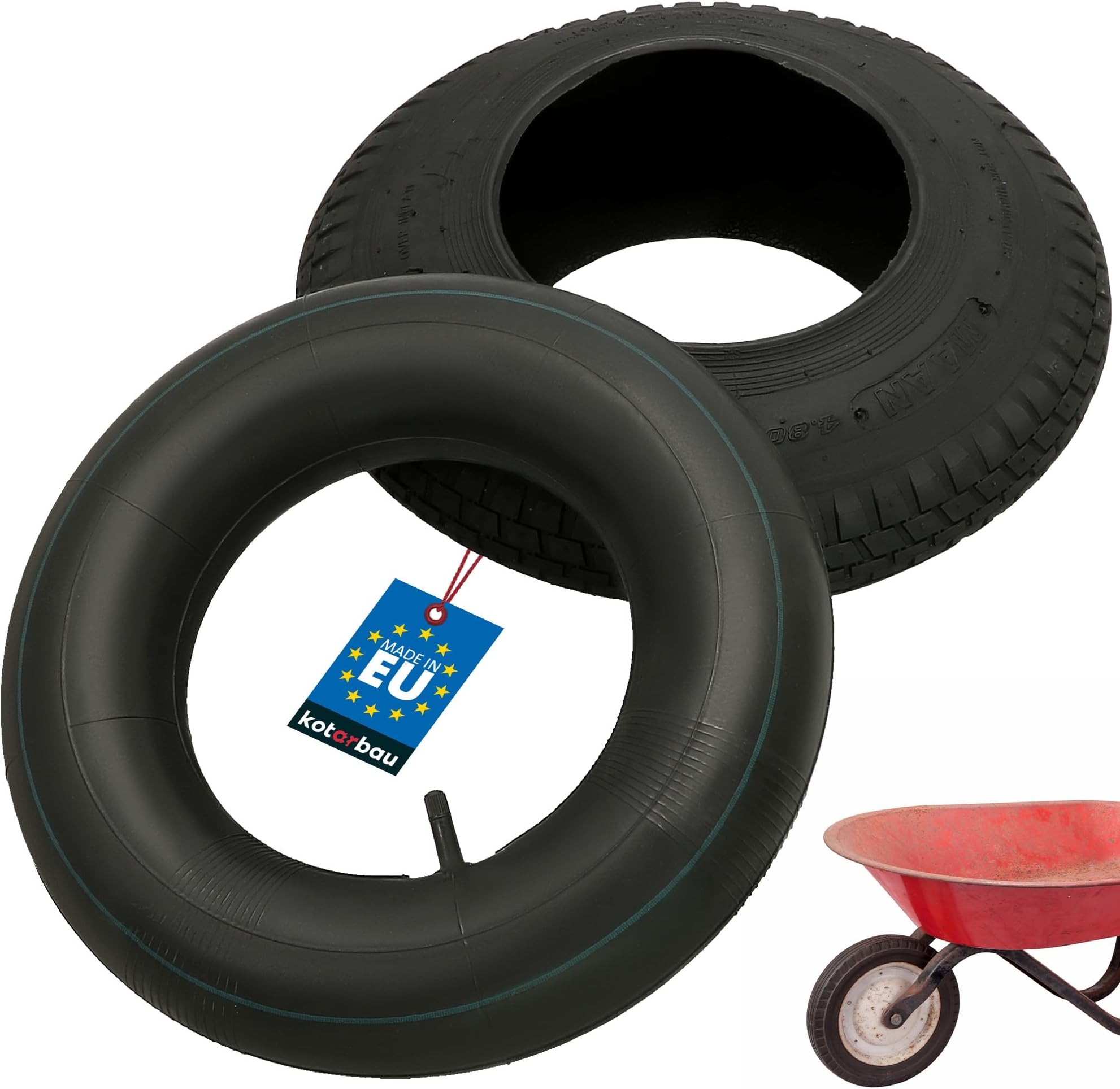 Roues De Brouette Pneumatiques 4.80/4.00-8 - Lot De 2 Avec Axes (charge 200kg)
