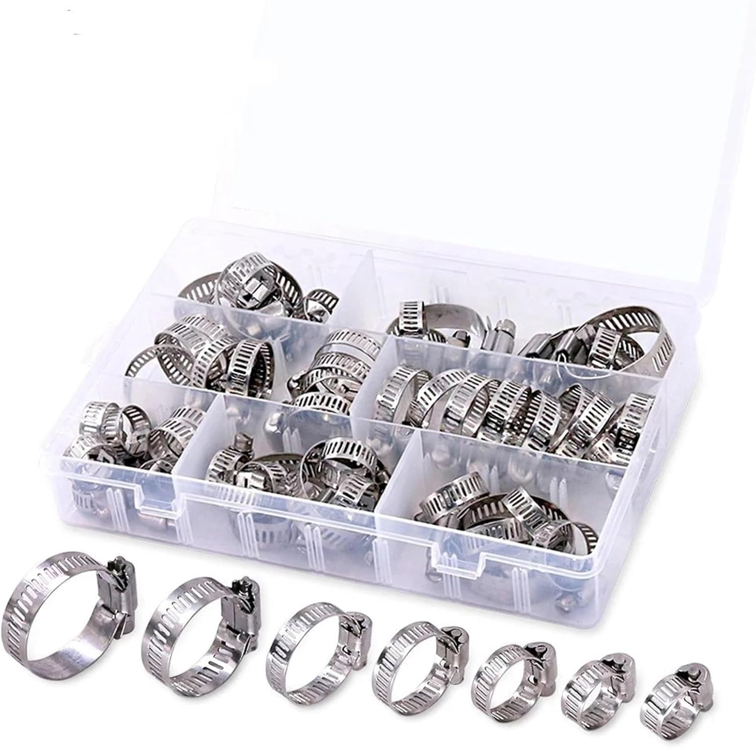 Hose Clamps 60pcs 8-38mm Adjustable Stainless Steel Screw Band Hose Clamps Car Fuel Hose Clamps For Hose Connections