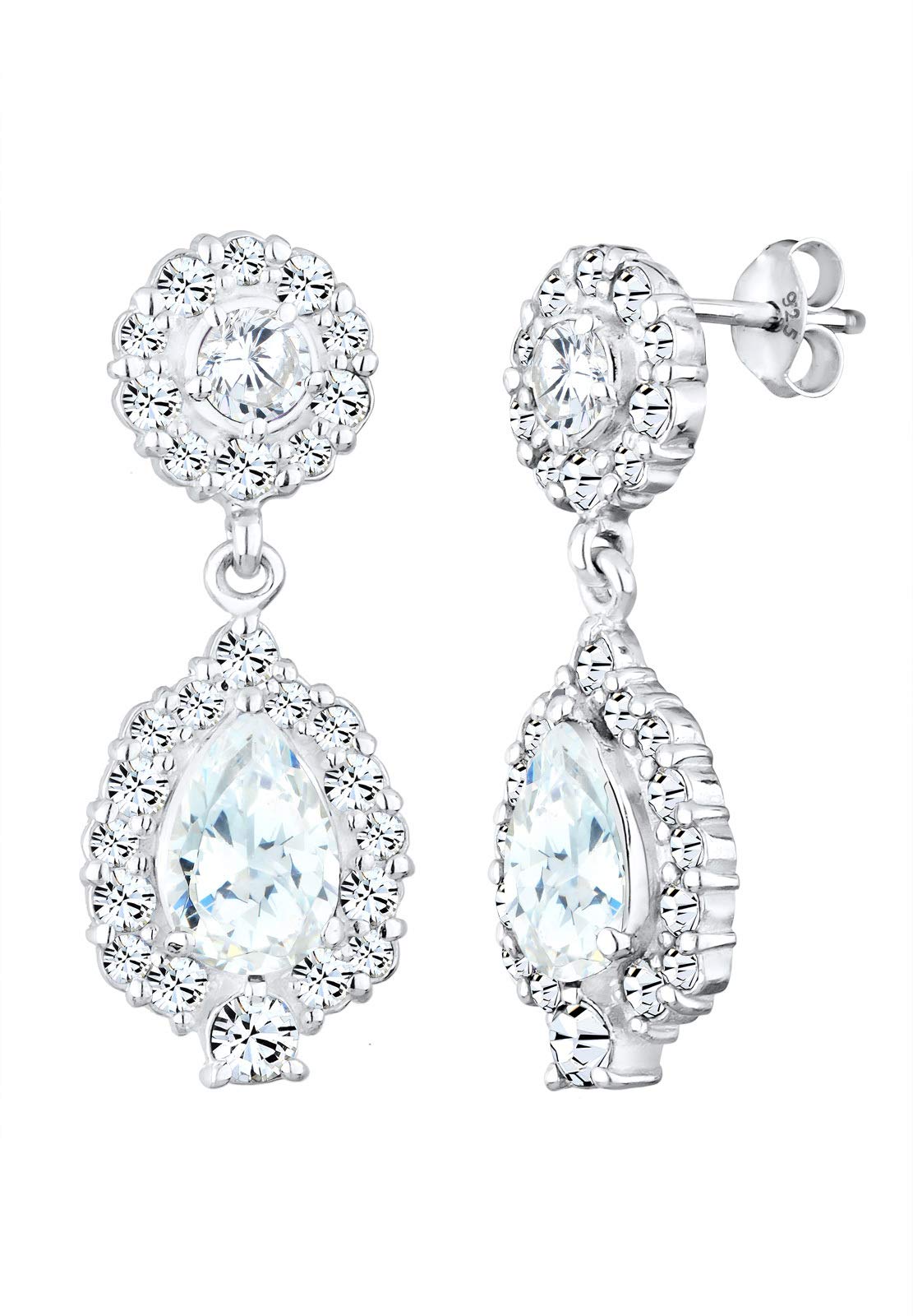 Elli Women's 925 Sterling Silver Xilion Cut cubic zirconia Earrings