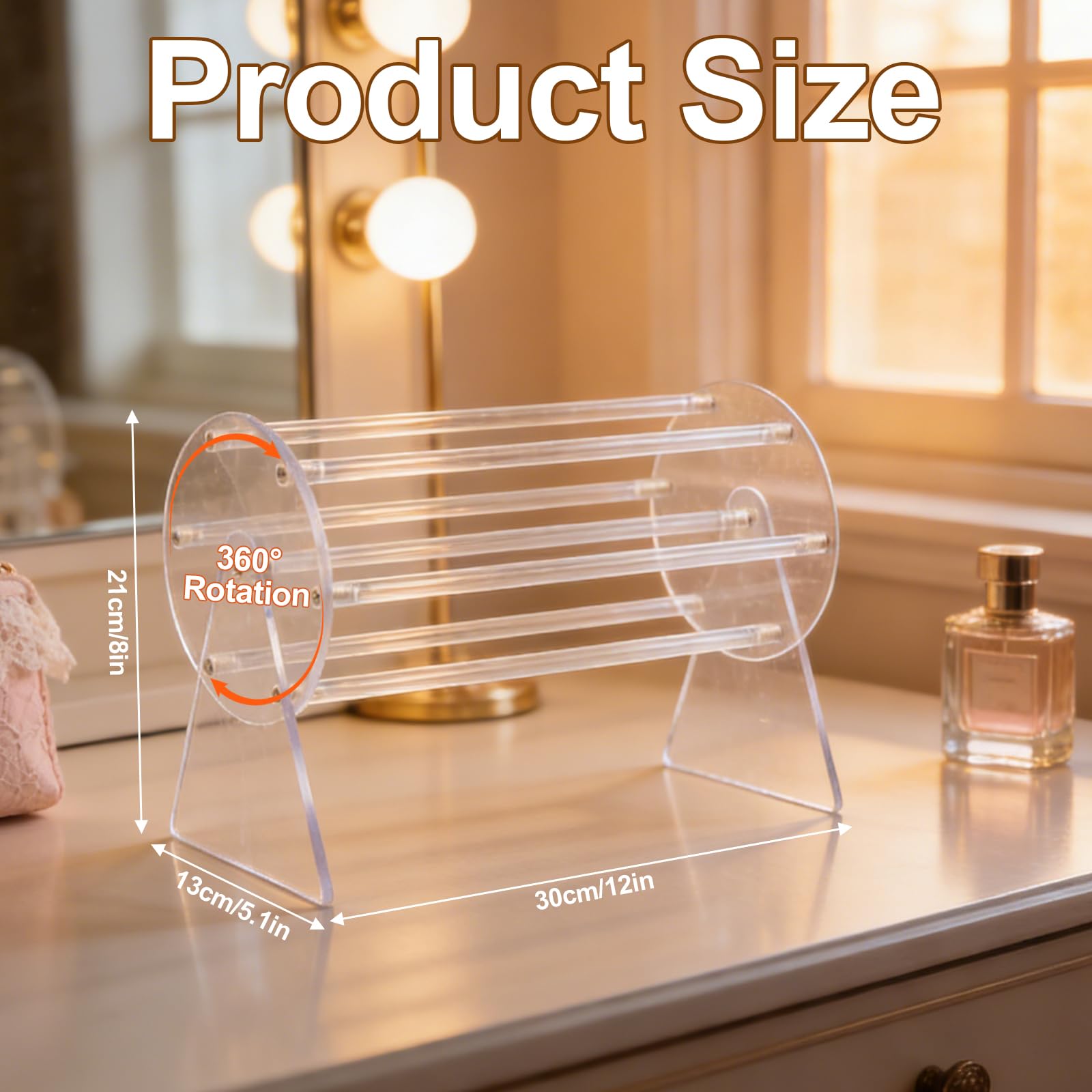 Porta Mollette Capelli - Organizer Per Fermagli A Pinza - Organizer Per Fermagli Per Capelli In Acrilico Girevole A 360° - Espositore Per Cerchietti Per Capelli - Porta Cerchietti Bambina