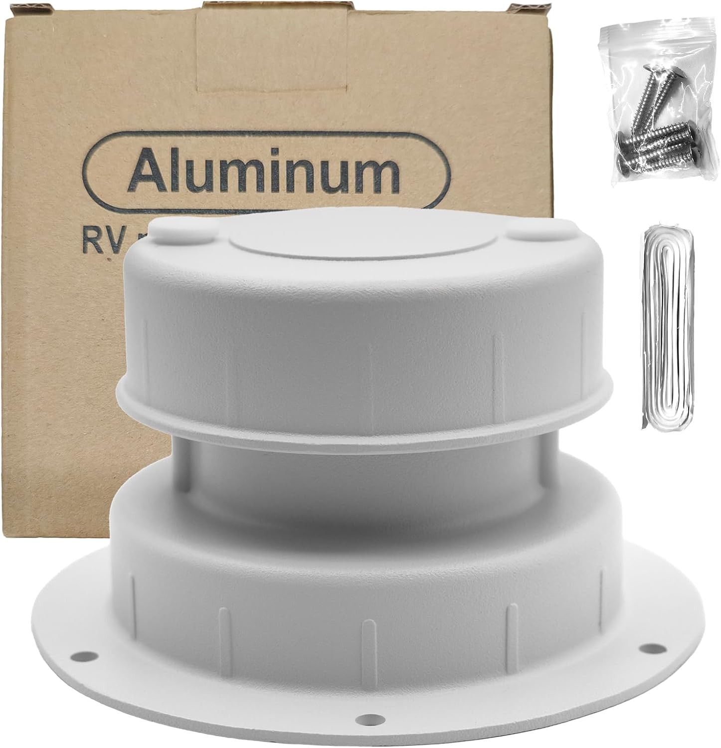 Aluminum RV Roof Sewer Plumbing Vent Cap Kit- Metal Replacement for Plastic Covers, Exterior Accessories for Trailers, Campers, and Motorhomes, White (2)