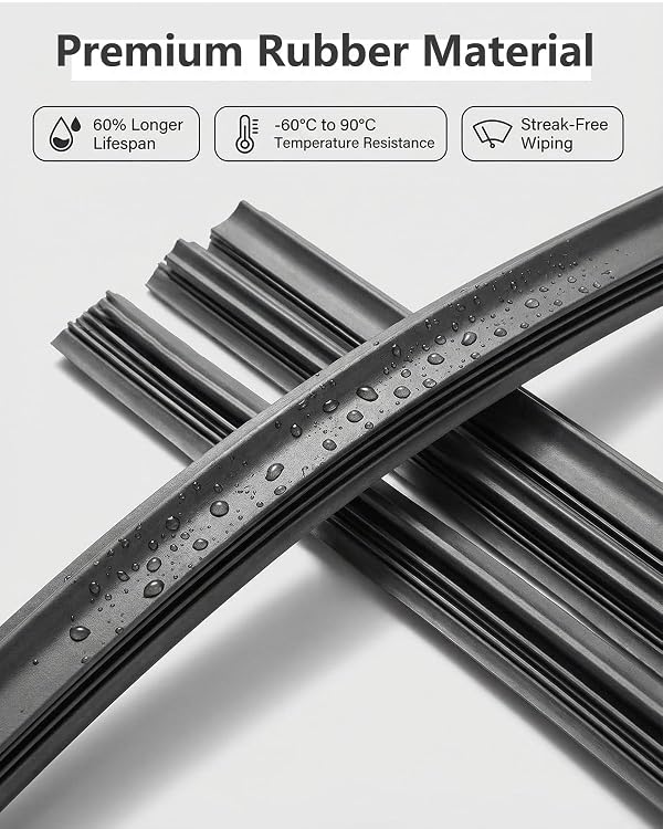 6PCS 28" Wiper Blade Refill, Frameless Car Windshield Wipers Insert Rubber by JiuruApex - Image 6