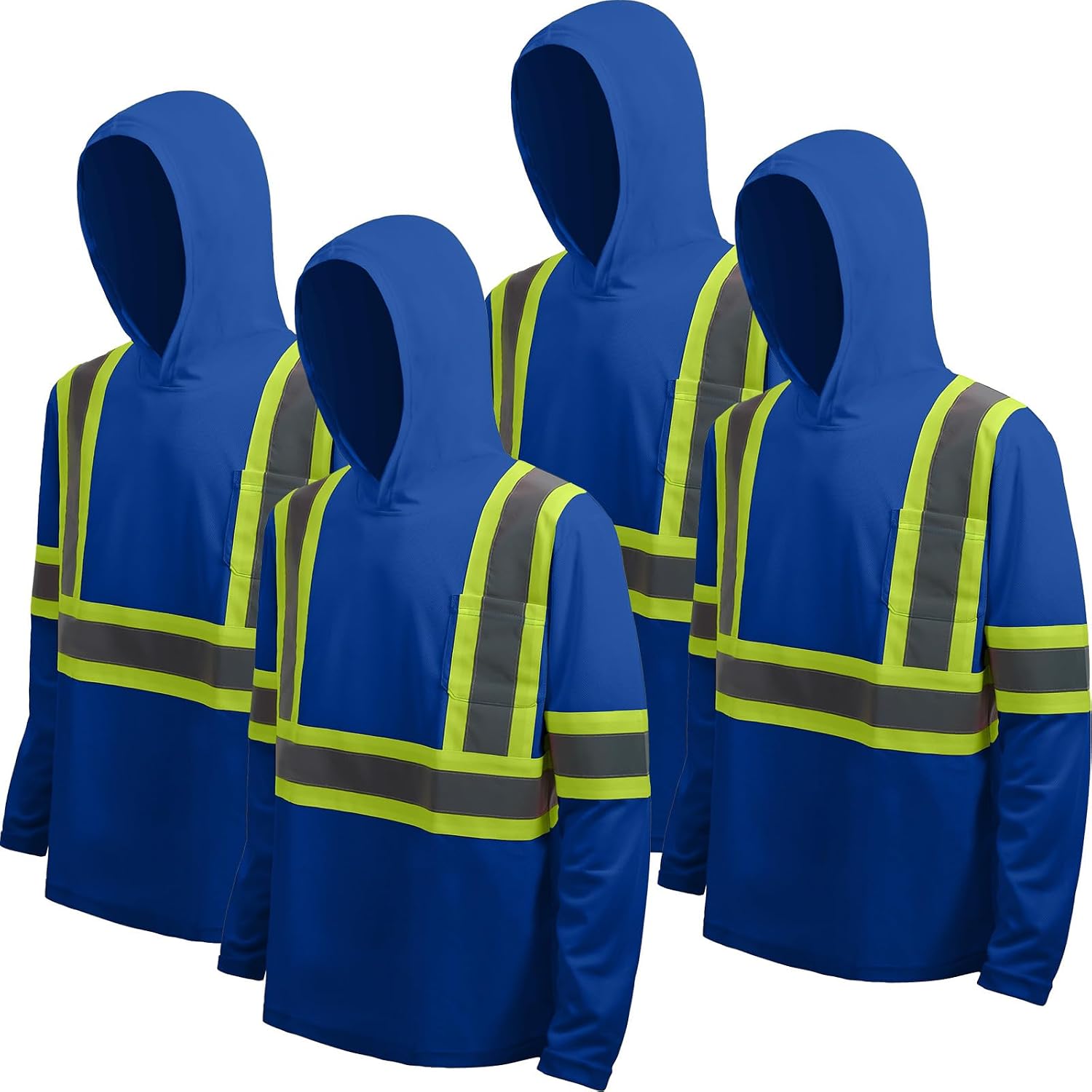 LeeHanTon Safety Shirt Long Sleeve High Visibility Reflective T Shirt Quick Dry Mesh Construction Work Class 2 Shirt for Men