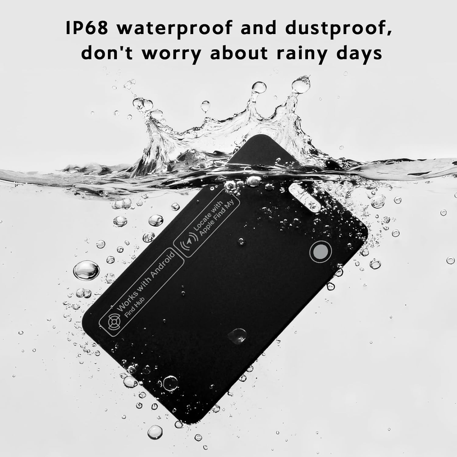 Tracker Card for iPhone & Android, Tracking Card with Apple Find My & Google's Find Hub, Rechargeable Slim Wallet Tracker Card for Wallet, Luggage, Keys,IP68 Waterproof