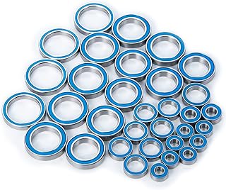 BRKRC 33Pcs RC Wheel Hub Chrome Steel Blue Rubber Sealed Bearings Set for 8s X-Maxx RC Car Upgrade Parts