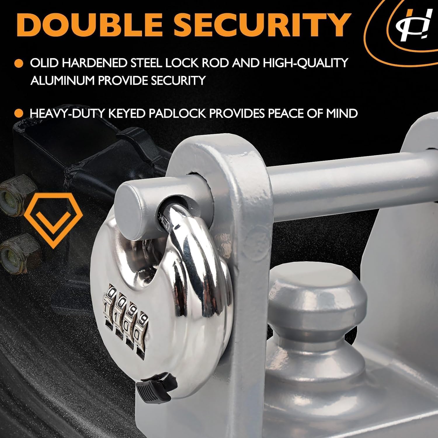 HQPASFY TL-20 Hitch Lock Fits for Bulldog Style Couplers, Hitch Coupler Lock with Combination Lock, Heavy-Duty Trailer Hitch Lock with Pin for Bulldog Style Couplers - Silver